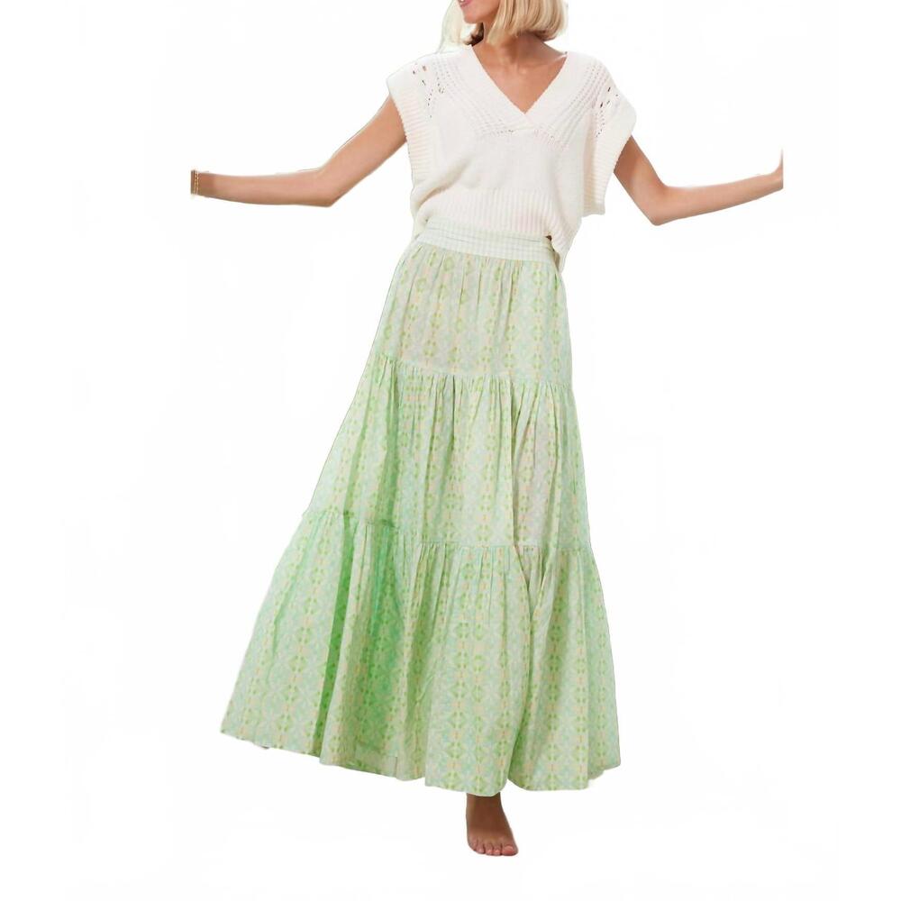 NEW BROOKS AVENUE triple tiered maxi skirt in elephant falls